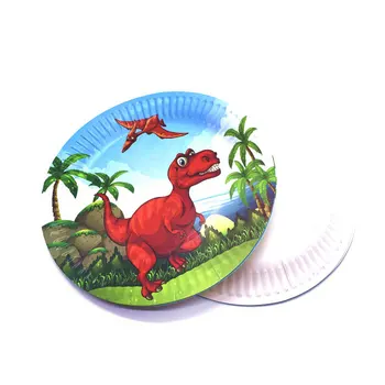100PCS Red Dinosaur Part Forsyninger, Service Sæt For Kids Fødselsdag Red Dinosaur Tema Part, Bannere, Kopper, Tallerkener Gave Pose Sugerør