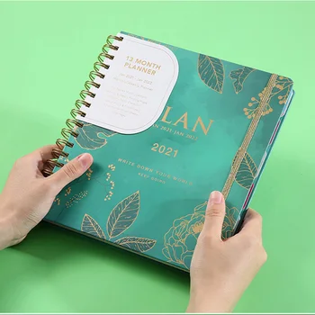 Engelsk Dagsorden 2021 Planner Arrangør B5 Dagbog, Notesbog og Journal Spiral Daglige Notesblok Plan Ringe Office Note Bog Kalender