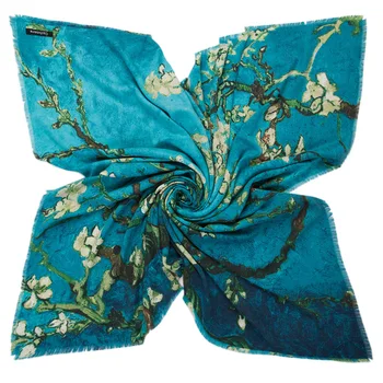 Abrikos blomster oliemaleri cashmere tørklæde kvinder cashmere tørklæder med kvast dame vinter varmt tørklæde høj kvalitet sjal