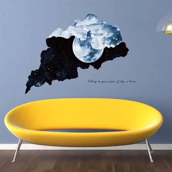 3D Rive Månen Tre-Dimensionelle PVC Wall Sticker Hjem Dekoration Vandtæt Loft Mærkat Vægmaleri Autocollant Vægmaleri