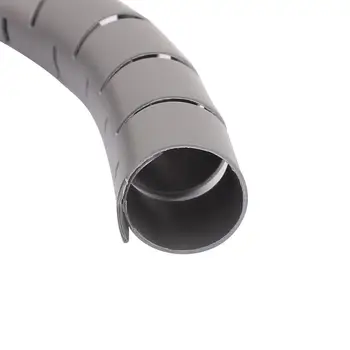 5M Længde 25 mm Dia Spiral Wire Arrangør Wrap Rør Fleksibel Styre Ledning til PC Hjem Bundling Skjule Kabel-w Klip Grå