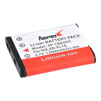 AsperX 3,7 V 1200mAh EN-EL19 DA EL19 EL19 Batteri til Nikon Coolpix W150 S32 S100 S2800 S3200 S3300 S3500 S3600 S4100 S4200