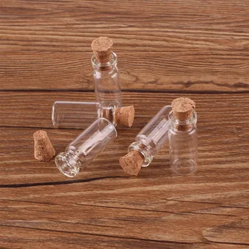 100pcs 10*24*5 mm 0,8 ml Mini-Gennemsigtig Glas, Flasker, Små Krukker, Flasker Med Kork Prop DIY Håndværk
