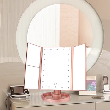 22 LED-Lys Touch Screen Makeup Spejl 10X Forstørrelse Glas Kompakt Spejl Fleksibel Kosmetik Spejle