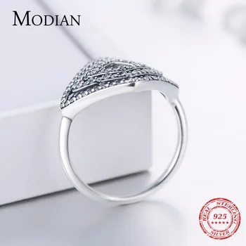 Modian Autentisk 925 Sterling Sølv Vintage ringe spider ' s web-Smykker Rhombus Part Mousserende Ringe Kvinder gotisk Stil