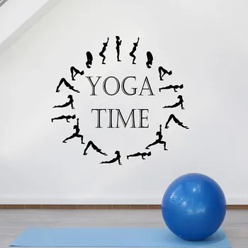 Yoga Time Vægoverføringsbillede Stille Meditation Værelse-Lejlighed Ord Logo, Indretning, Dør, Vindue, Vinyl Klistermærke Kunst Tapet Flytbare E002