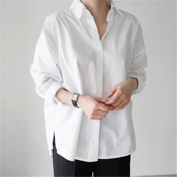 LANMREM 2020 nye sommer mode kvinder tøj turn-down krave bawting stilarter hvid enkelt-breasted shirt kvindelige bluse WL634