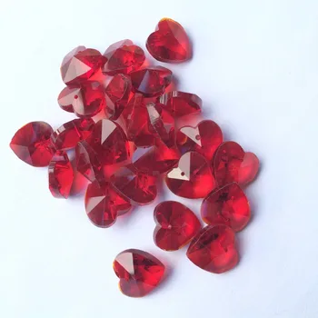 200pcs/masse 14mm Rød Krystal Glas Hjerte Form Perler Med et hul Til bryllupsfest DIY Tabel Udsmykning og Forskønnelse.