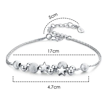 ModaOne Stjerneklar Stjernede Pentagram Runde Perle 925 Sterling Sølv Armbånd Til Kvinder Koreanske Trendy Fine Smykker Gaver