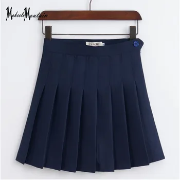 2018 Harajuku Lolita Schoolgirl Plisseret Nederdel Koreanske Kawaii Pink/Blå/Sort/ Streetwear Mini Slik Farve Nederdel, Shorts Kvindelige