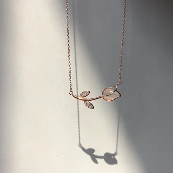 Koreanere 925 Sterling Sølv Opal Blomst Charme Statement Halskæde Til Kvinder, Kvindelige Kravebenet Kæde Smykker dz170