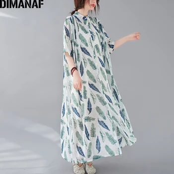 DIMANAF Plus Size Kvinder Shirt Kjole Print Tøj Sommer Strand Dame Vestidos Sundress Løs Afslappet Button Cardigan Maxi Kjole
