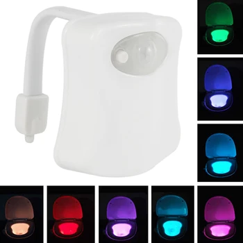 8 Farver Sensor Toilet Lys LED-Lampe Nat Lys Menneskelige Motion Aktiveret Vandtæt Baggrundslys Automatisk RGB WC Luminaria Lampe