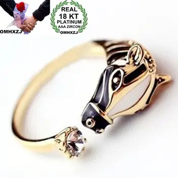 OMHXZJ Engros Europæiske Mode Kvinde Mand Bryllup Part Gave Hest Åben AAA Zircon 18KT Hvid Guld Gul Guld Ring RR506