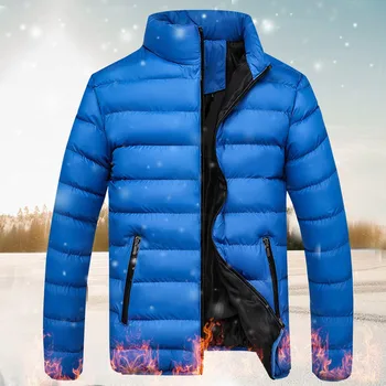 Vinteren mænds mode куртка мужская polstret lag vinter stand-up krave solid farve dunjakke frakke varmen slim fit polstret F04*