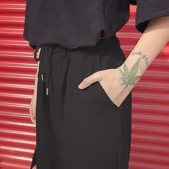 Casual Bukser Kvinder Snor Høj Talje Ankel Længde Båndet koreanske Løs Chic Mode Cargo Bukser Piger Streetwear Teens BF