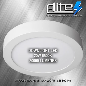 ELITE-LED DOWNLIGHT 20W overflade 6500K 20.000 lumen hvid/anvendelse LED, PLAFON LED, LED lys, SALON, køkken