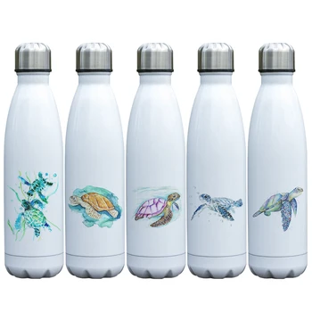 Akvarel Stilfulde havskildpadde Flaske Isoleret Vakuum Kop Rustfrit Stål Dobbelt Væg Termokande med Skildpadde Udskrivning af Unikt Design