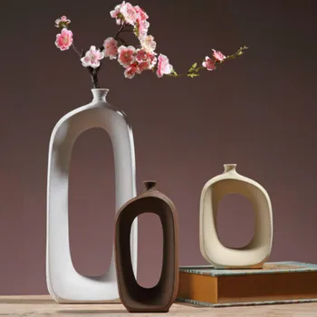1PC Børstet Keramik Vase Vintage Nordisk Stil Vase Stue, Veranda Hylde Dekoration Hjem Dekoration Vase Boligtekstiler