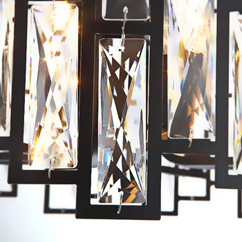 Moderne sort lysekrone til levende værelses luksus home decor kæde krystal lampe runde spisestue cristal belysning fastholdelsesanordningen