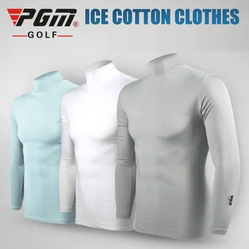 PGM Herre solbeskyttelse Golf Shirt Undertøj med Lange Ærmer Golf Shirt Kølende Is Silke T-shirts Anti-UV-Soft Golf Tøj Til Mænd