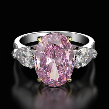 OEVAS 925 Sterling Sølv 9*14 Oval Rubin Safir Topas vielsesringe For Kvinder, Mousserende High Carbon Diamant Fine Smykker
