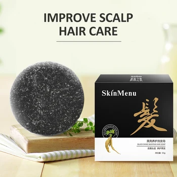 Shampoo, Sæbe Polygonum Multiflorum Oil Control Reparation Sort Sesam, naturlægemidler Nærende shampoo Sort hår shampoo bar dry shampoo