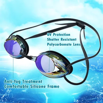 Anti-Fog UV-Beskyttelse Svømning Beskyttelsesbriller med ultra lav profil design for Voksne Mænd, Kvinder, Unge, Børn, Barn Triathlon
