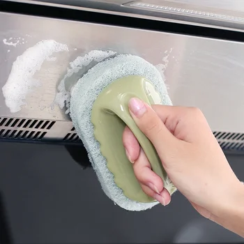 2STK Hjem Stærke Dekontaminering Svamp Vaskning rensebørste Med Håndtag Køkken Badeværelse Børster Rengør Værktøj