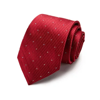 Bryllup Rød Nyhed Stribe Dot 7,5 cm Silke Slips Formel Kjole Tilbehør Casual Tynde Cravat Gave til Mænd Bow Tie