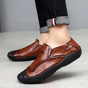 MARSON Mænd Casual Sko, Loafers Fashion Læder Fodtøj til Mænd Anti-Slip Mandlige Lejligheder Sociale Sko Klassiske Business Udendørs