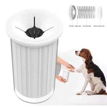 Bærbare hund paw renere kop blød silikone dog skive cup 360 ° fods renere kop børste hund fødder rengøring vask af forbrugsstoffer