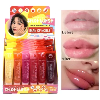 36Pcs/masse Duftende Lip-Jelly Big Lip Gloss Frugt Brast Læbe Olie Læbe Sæt Plumping Lip Balm Fugtighedscreme Skinnende E-Vitamin, Mineral Olie