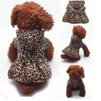 Dobbelt-Størrelse til Rådighed Dejlige Søde Hunde Leopard Kjole Toppe Hvalp Cotton Hættetrøje Tøj Pet Tøj Roupa De Cachorro &jw