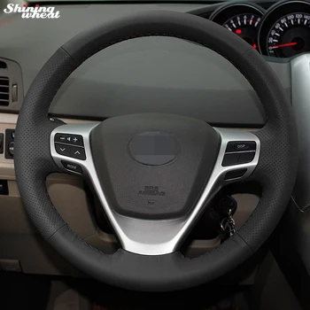 BANNIS Hånd-syet Sort Læder Rat Dækning for Toyota Verso EZ Avensis