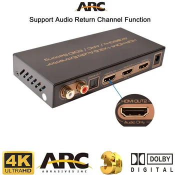 2-Port HDMI-ARC-Lyd-splitter-1 × 2 4K HDR 2.0 HDMI Auido Emhætte Digital Til analog L/R optisk fiber LPCM 7.1 CH HDTV PS4 live