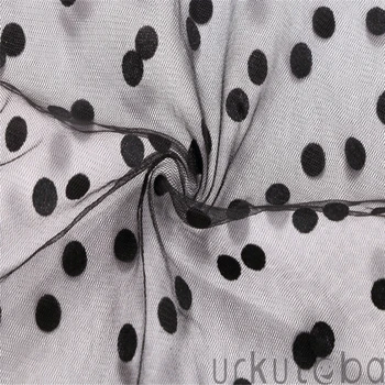Sexet Mesh Bluse Kvinder Toppe Lange Ærme Rund Krave Kvindelige Polka Dot Print Skjorte Gennemsigtig Elegante Hule Top