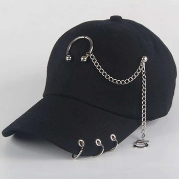 Mode hip hop bomuld baseball cap BTS Kreative Piercing Ring Caps Punk Voksen Casual Fast Justerbar Unisex hat Snapback hatte