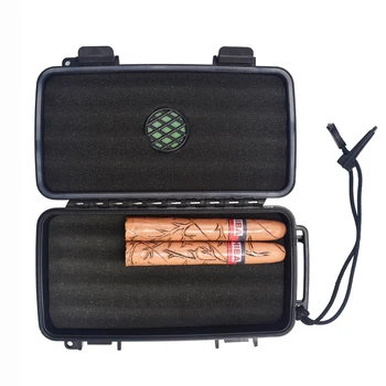 Vandtæt Rejse Udføre Høj-sluttede Plast Cigar Humidor Svamp Foret Luftfugtighed Cigar Boks 5 Cigarer Røg Sæt W Cigarer Luftfugter