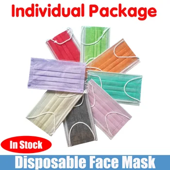 10/50/100pcs Disponibel ansigtsmaske Enkelte Pakke Åndbar Gaze Maske Blå/pink/lilla/grøn/rød/orange Face Masker for Munden