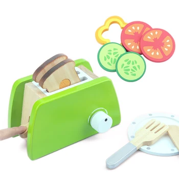 Foregive spille toy hus træ-simulering køkken brød maskine pandekage maskine salat pot børn lærer tidligt uddannelse toy gave