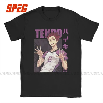 Mænd T-Shirt Haikyuu Tendou Fritid Bomuld T-Shirt Kort Ærme Hinata Karasuno Volleyball Kageyama T-Shirts Med Rund Hals