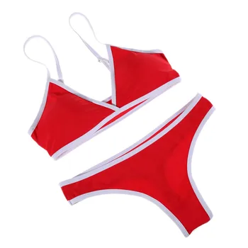 Sexet Vintage Kvinders Bh-Sæt Classsic Solid Red 2stk badetøj Kvindelige Brasilianske Hule Ud Undertøj Sommeren badetøj Varm