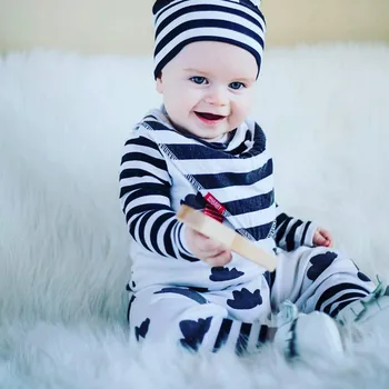 2020 Ny stil efteråret Baby Tøj Sæt Dreng Bomuld med Lange ærmer + hat 2stk Baby Pige Tøj nyfødte tøj roupa infantil