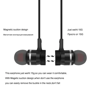 4.2 Bluetooth Hovedtelefon Sport Neckband Magnetiske Trådløse hovedtelefoner Stereo Øretelefoner Metal Musik Hovedtelefoner Med Mikrofon Til Alle Telefoner
