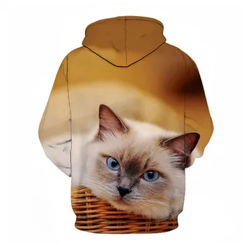 Kvinder Hættetrøjer Casual Søde Kat 3D-Print langærmet Sweatshirt Hætte Efteråret Kvindelige Pullover Løs Jumper, Pullover, Poleron mujer
