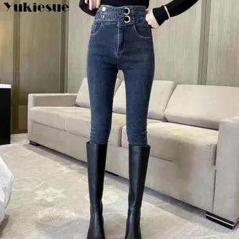 Push up Jeans kvinde Plus Size Casual høj talje sommer forår tynde Bukser, Slim Stretch Denim mødre jeans til kvinder Blå sort