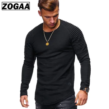 ZOGAA Helt Nye Forår Mode O-Hals Slim Fit Streetwear langærmet T-Shirt Mænd Casual Herre T-Shirt i i Slim Fit Solid T-Shirts