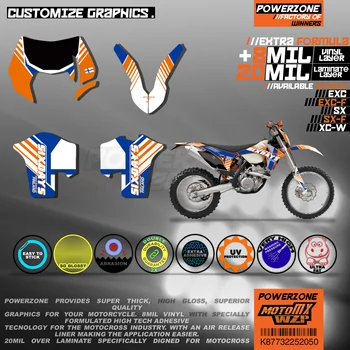 PowerZone Custom Team Grafik Baggrunde Decals 3M Klistermærker Kit Til KTM SX SXF MX EXC XCW Enduro 125cc til 500cc 2011-2016 050
