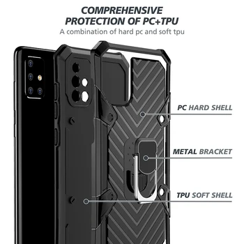 Rustning Stødsikkert Magnetisk Ring Beslag Hybrid Militære Protector case Cover Til Samsung Galaxy A71 4G A51 4G A41 A21 EU-A11